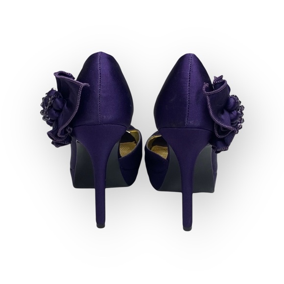new Nina ༄ Satin Crystal D’Orsay Platform Peep Toe Stiletto Heel༄ Amethyst ༄ 6.5 - Picture 4 of 16